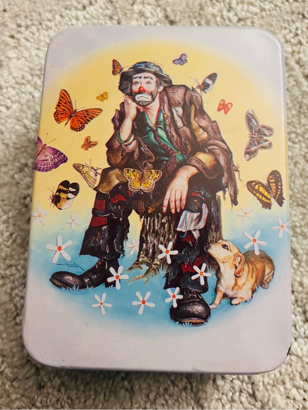 1993 Emmett Kelly Jr. Collectors Society Tin with Matching Logo Stationery Notes
